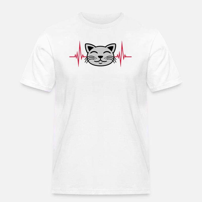 Puls Katze Gesicht glücklich - Männer Workwear T-Shirt - Weiß