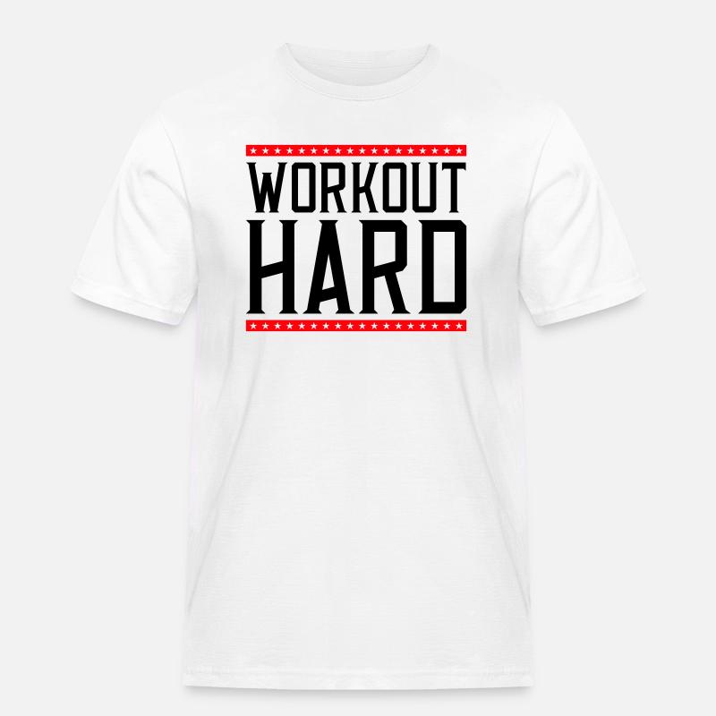 workout hard 2 - Männer Workwear T-Shirt - Weiß