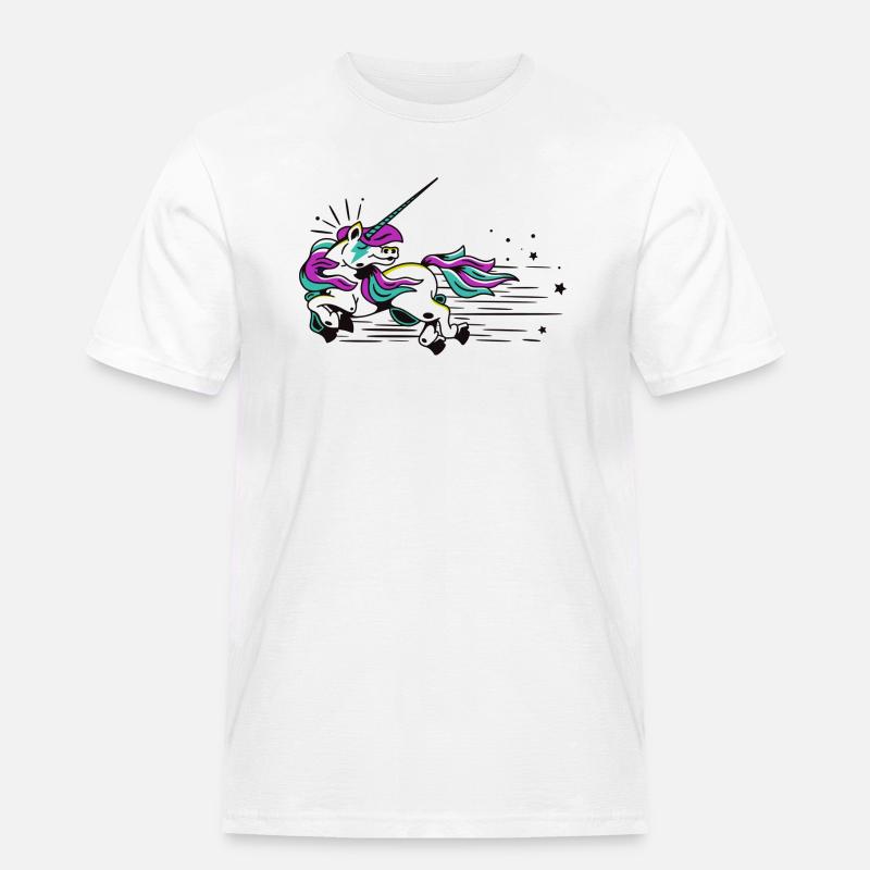 Fliegendes Einhorn - Männer Workwear T-Shirt - Weiß