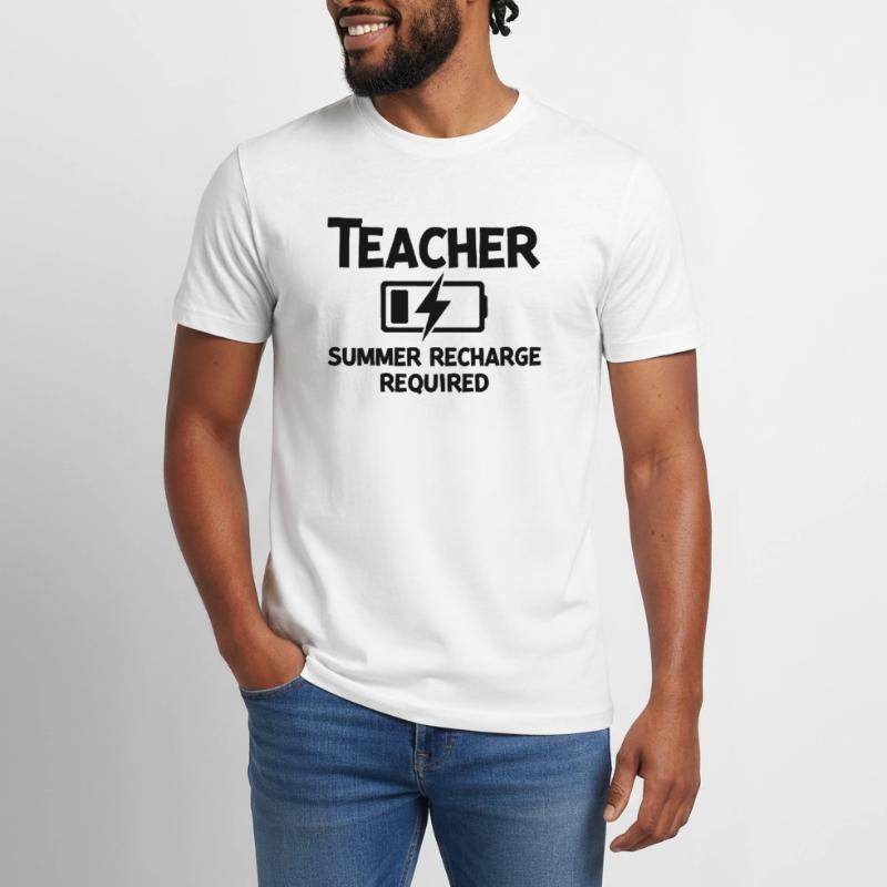 Teacher Summer Recharge Required Men's Workwear T-Shirt