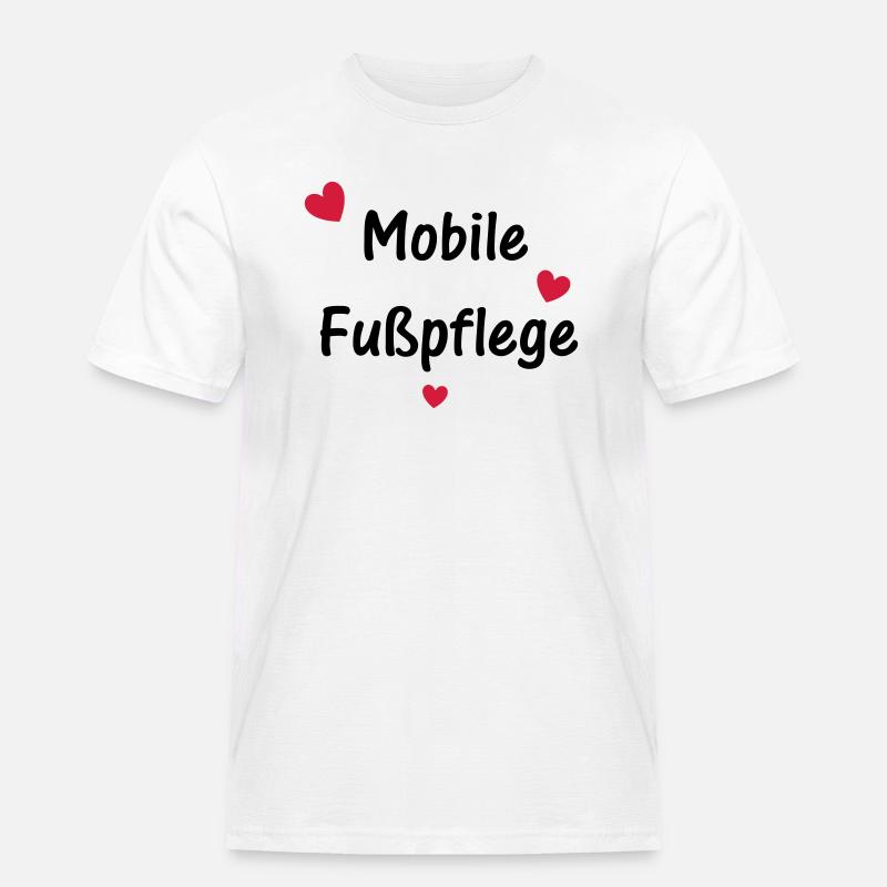 Mobile Fußpflege mit Herzen - Männer Workwear T-Shirt - Weiß