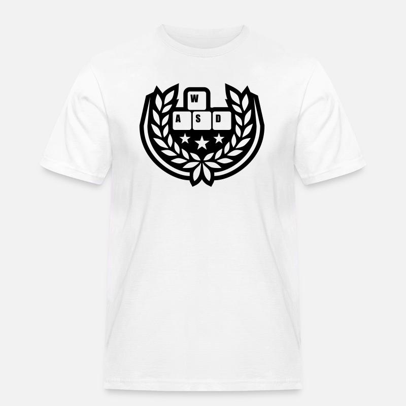 Computer WASD Lorbeerkranz Sterne - Männer Workwear T-Shirt - Weiß
