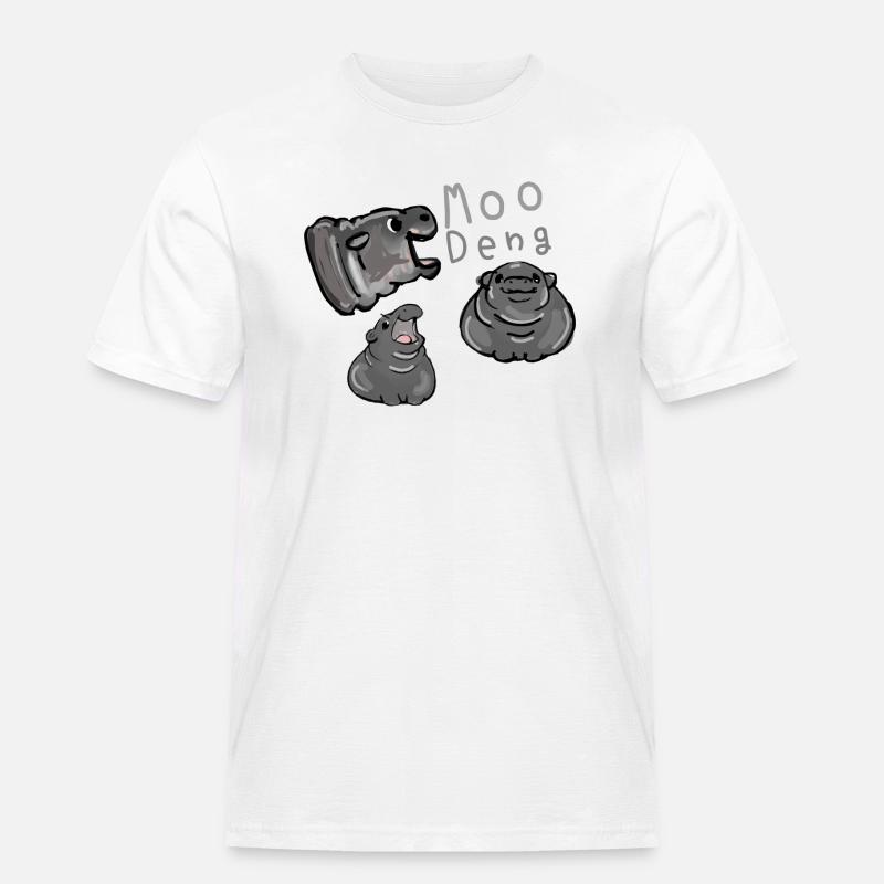 Moo Deng, Nilpferd, illustration, hippo - Männer Workwear T-Shirt - Weiß