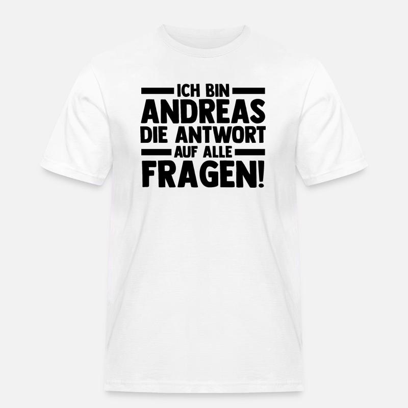 Vorname Andreas - Männer Workwear T-Shirt - Weiß