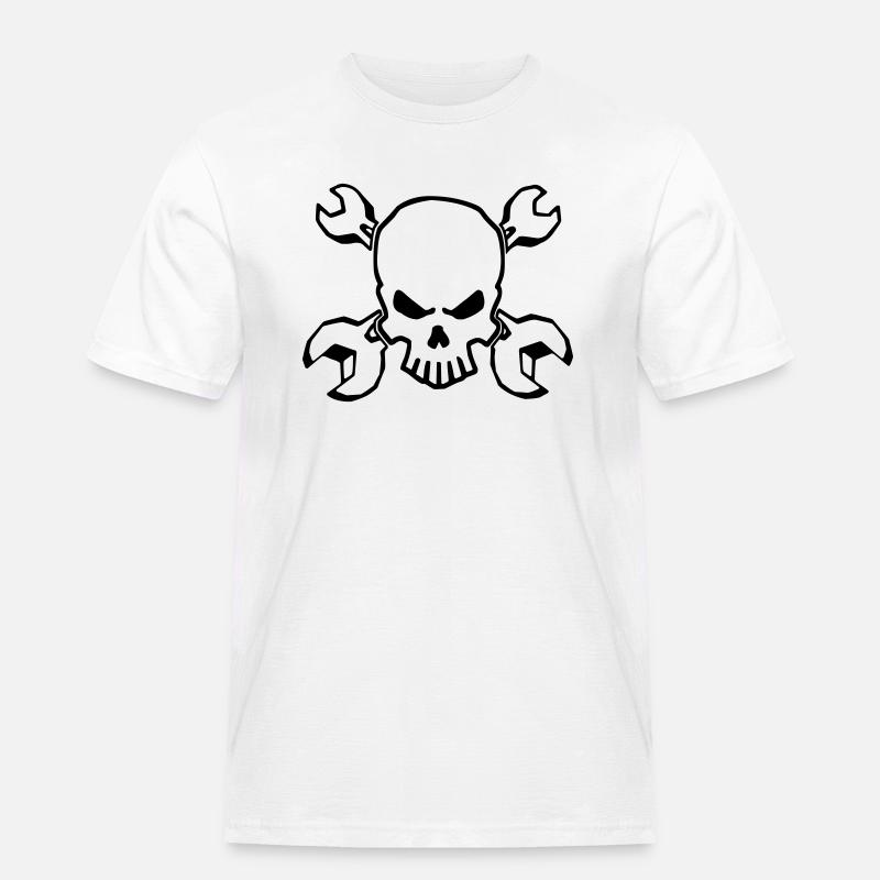 TOOLSKULL - 1C - Männer Workwear T-Shirt - Weiß