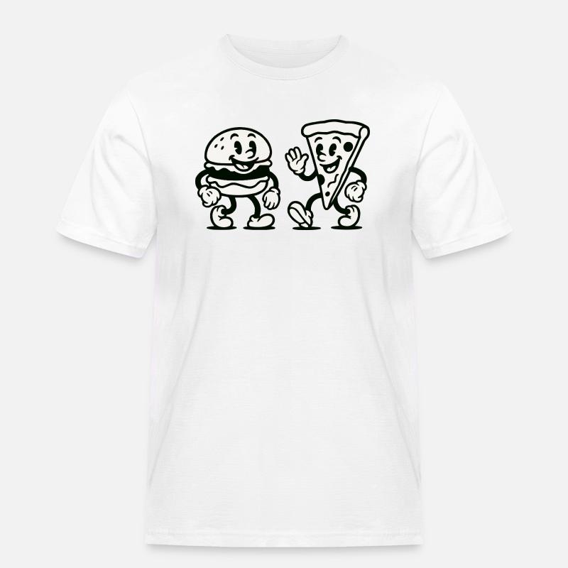 burger pizza comic - Männer Workwear T-Shirt - Weiß
