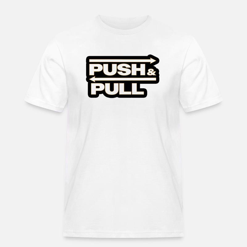 Push and Pull black - Männer Workwear T-Shirt - Weiß