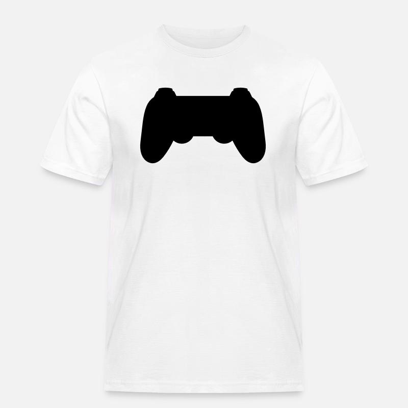 Silhouette Konsole Retro Controller - Männer Workwear T-Shirt - Weiß