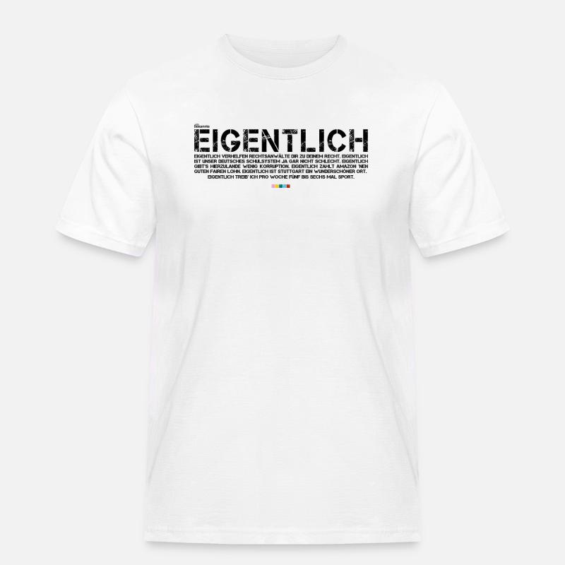 Eigentlich (schwarz, mit Stabil Logo) - Männer Workwear T-Shirt - Weiß
