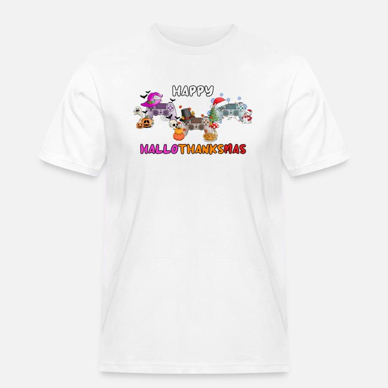 Happy Hallothankmas Game Controller - Männer Workwear T-Shirt - Weiß