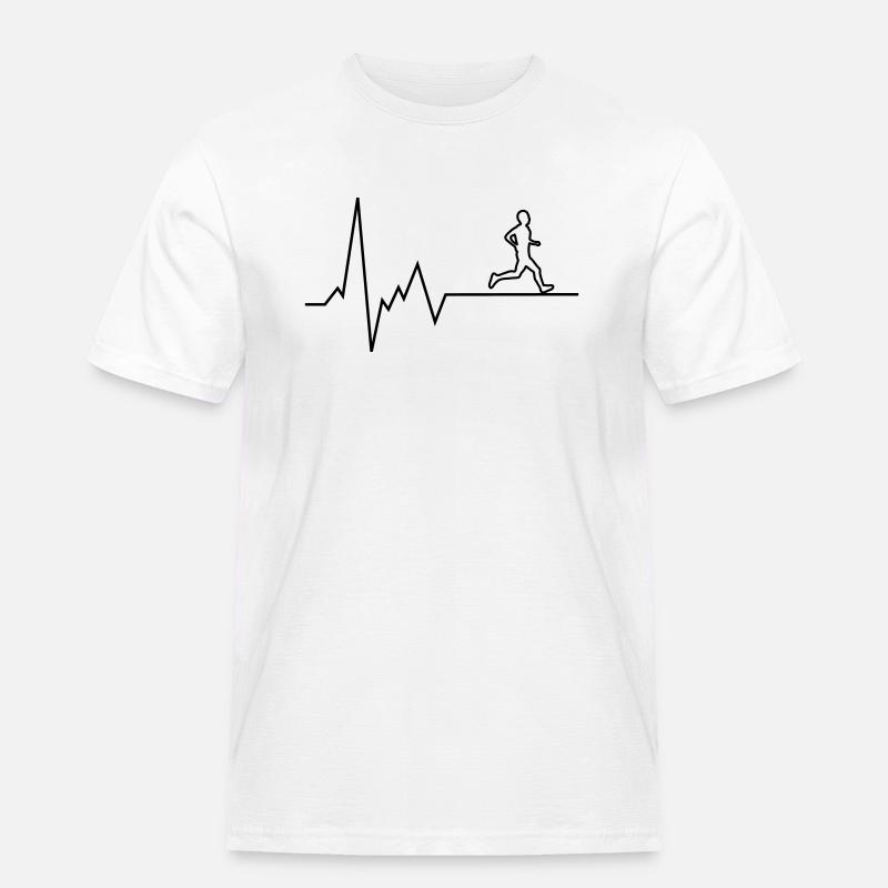 Herzschlag Läufer - Männer Workwear T-Shirt - Weiß