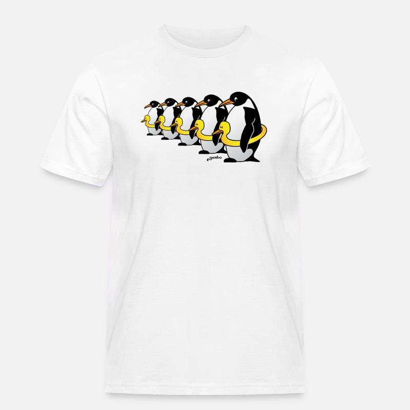 Pinguine mit Quietscheentchen - Männer Workwear T-Shirt - Weiß