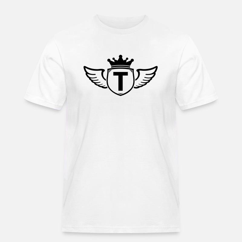 t,Anfangsbuchstabe, Name, - Männer Workwear T-Shirt - Weiß
