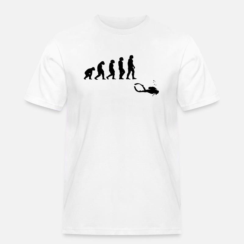 Evolution Tauchen mit Gerät - Männer Workwear T-Shirt - Weiß