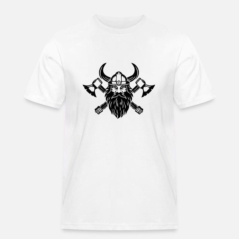 Wikinger mit Axt und Helm - Männer Workwear T-Shirt - Weiß