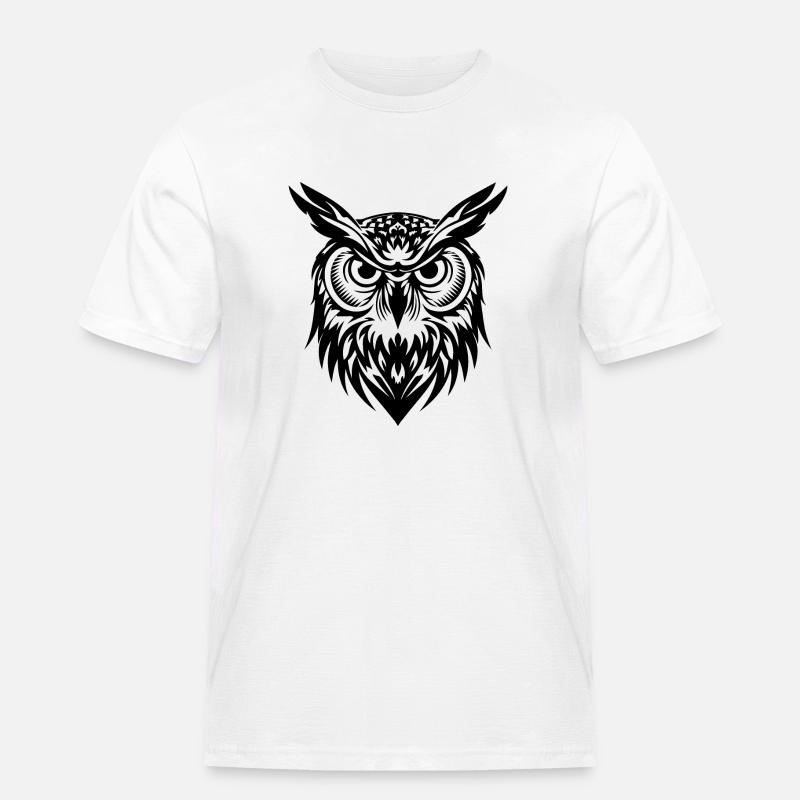 Eule - Männer Workwear T-Shirt - Weiß