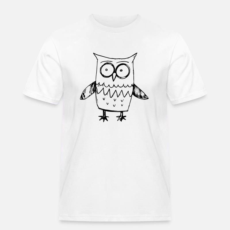 Eule Eulen Vogel - Männer Workwear T-Shirt - Weiß