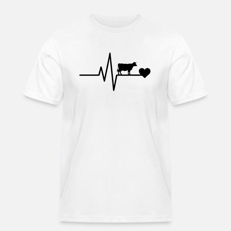 t Kuhbauer Herzschlag - Männer Workwear T-Shirt - Weiß
