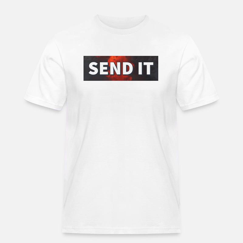 SEND IT Boxlogo - Männer Workwear T-Shirt - Weiß