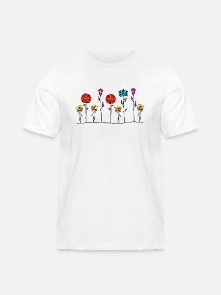 Blumen - Männer Workwear T-Shirt - Weiß