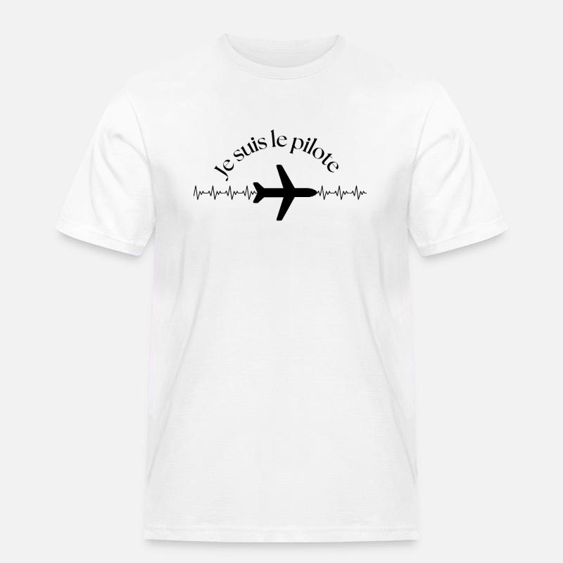 Ich bin der Pilot - Männer Workwear T-Shirt - Weiß