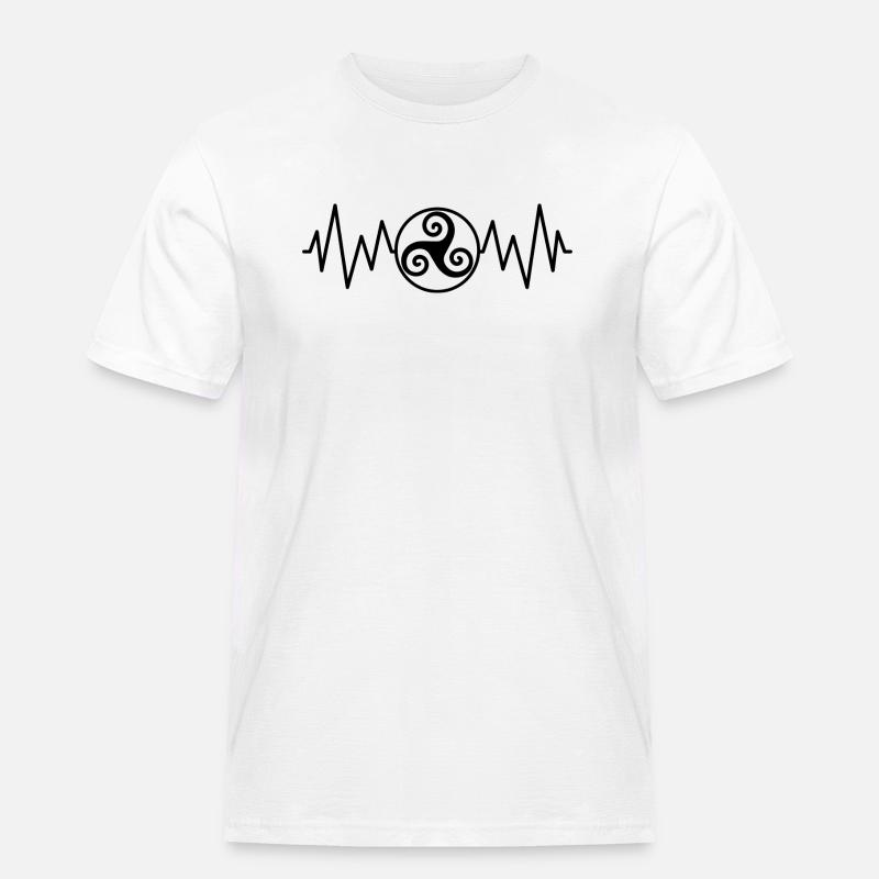 Triskel Herzfrequenz - Männer Workwear T-Shirt - Weiß