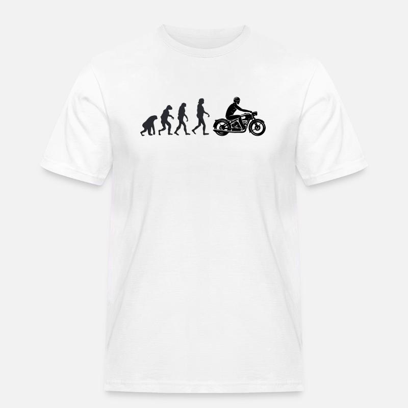 Motorradfahrer - Menschliche Evolution - Männer Workwear T-Shirt - Weiß