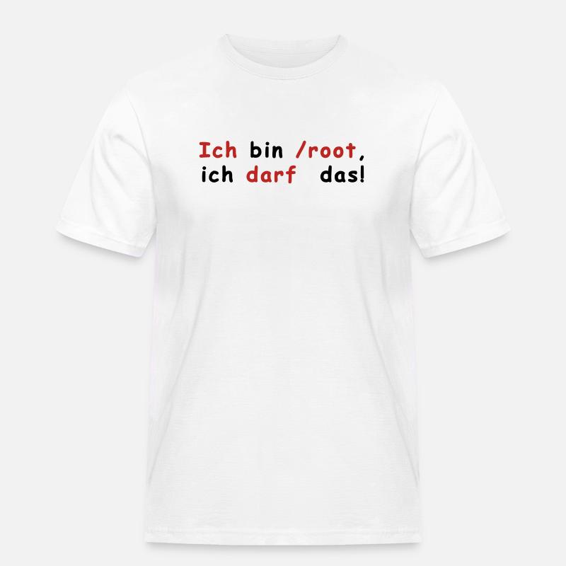 Root Linux - Männer Workwear T-Shirt - Weiß