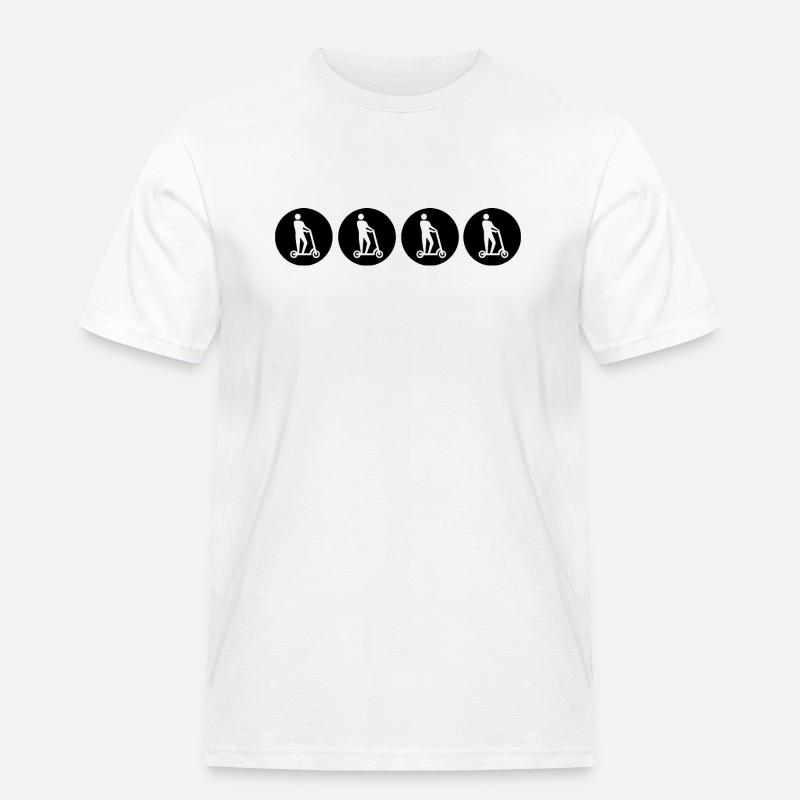 E-Scooter E-Roller Scooter - Männer Workwear T-Shirt - Weiß