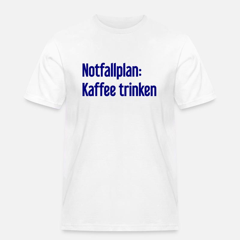 Kaffee-Notfallplan - Männer Workwear T-Shirt - Weiß