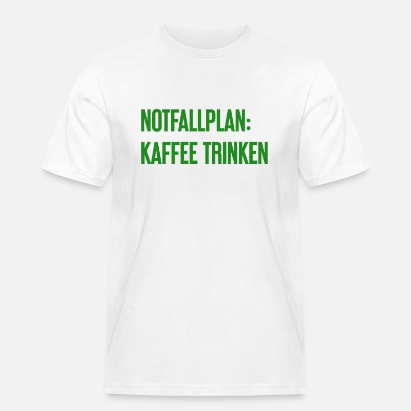 Kaffee-Notfallplan - Männer Workwear T-Shirt - Weiß
