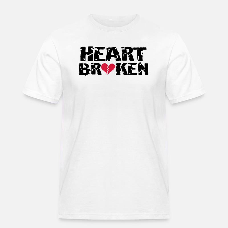 Herz <3Broken - Männer Workwear T-Shirt - Weiß