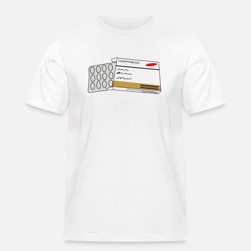 Happiness - Männer Workwear T-Shirt - Weiß