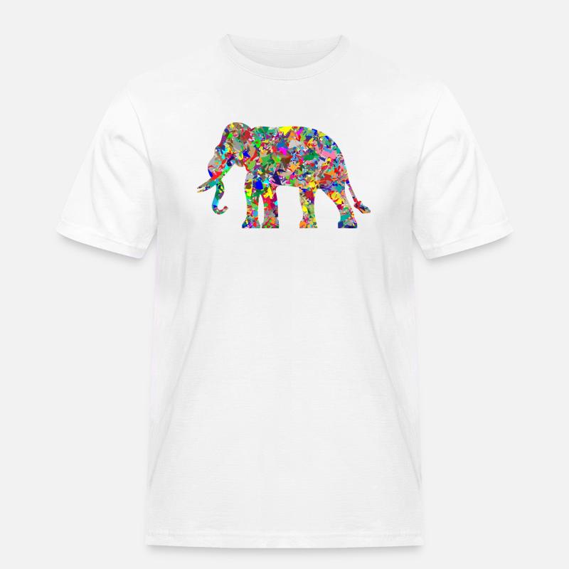 Elefant bunte Farbkleckse Geschenk Geschenkidee - Männer Workwear T-Shirt - Weiß