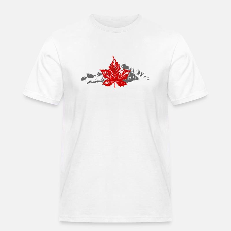 Canada - Maple Leaf & Mountain - Männer Workwear T-Shirt - Weiß