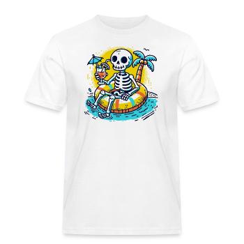 Skeleton with Float Rings – Fun Summer Design - Men's Workwear T-Shirt - white - Front - AI Model Male 185 dark (185cm)