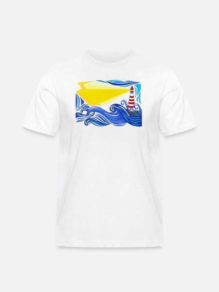 stormy sea with lighthouse - Men's Workwear T-Shirt - white