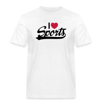 I Love Sports - Maglietta da lavoro per uomo - bianco - Fronte - AI Model Male 185 dark (185cm)