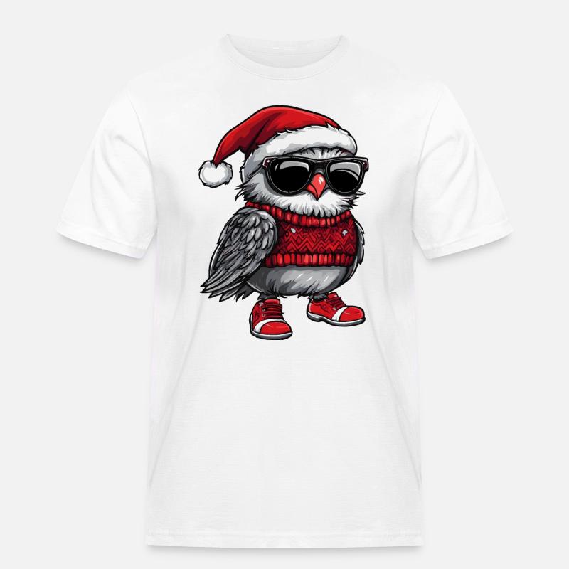 Eule Weihnachten Comic Cool - Männer Workwear T-Shirt - Weiß