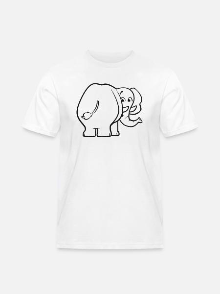 Elefant von hinten - überrascht, erschrocken, oops - Männer Workwear T-Shirt - Weiß