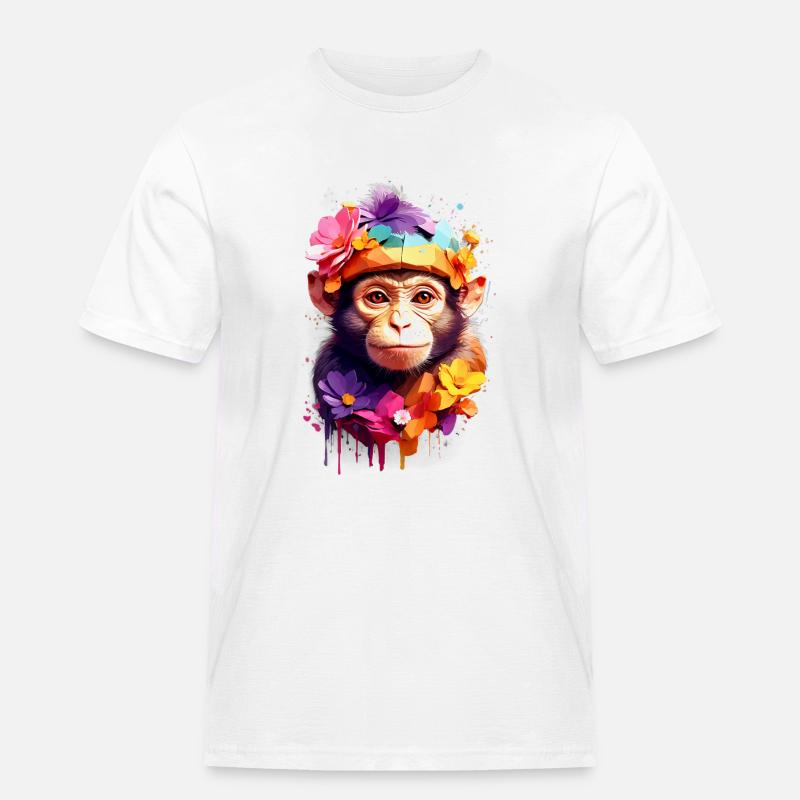 Affe Monkey V1 24 20 - Männer Workwear T-Shirt - Weiß