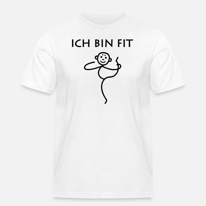 Strichmännchen - Ich bin fit - Männer Workwear T-Shirt - Weiß
