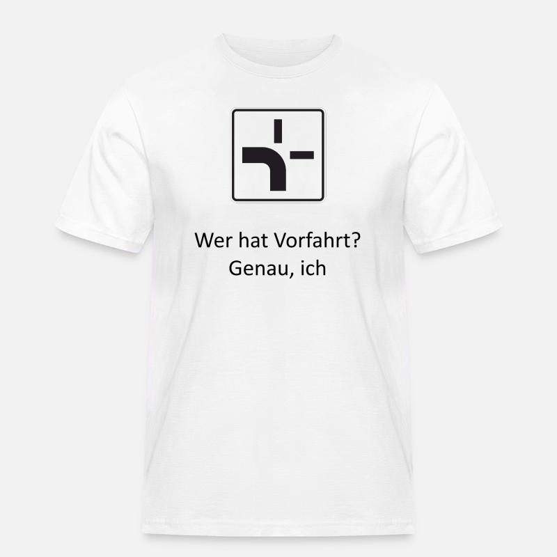 Wer hat Vorfahrt? - Männer Workwear T-Shirt - Weiß