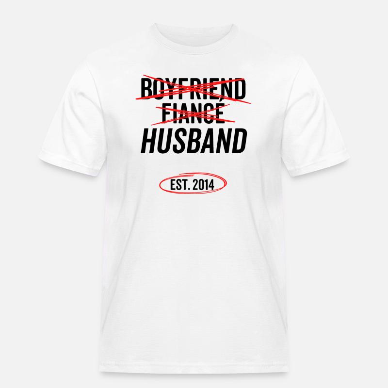 Freund Verlobter Ehemann Est 2014 - Männer Workwear T-Shirt - Weiß