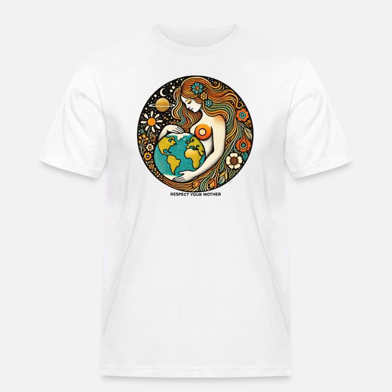 Mutter Erde - Männer Workwear T-Shirt - Weiß