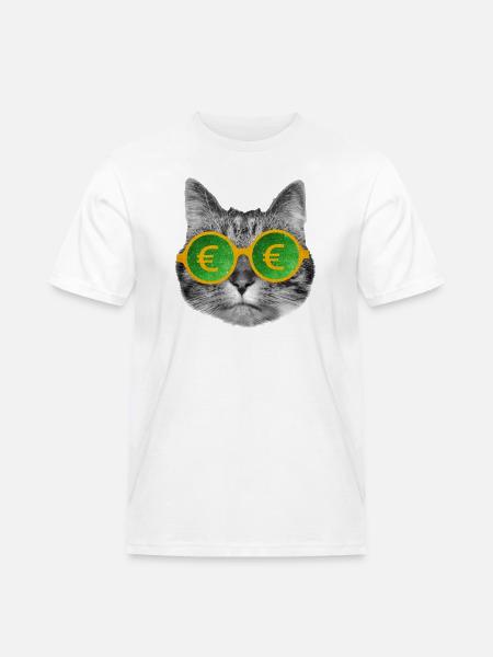 Katzengeldbrille - Männer Workwear T-Shirt - Weiß