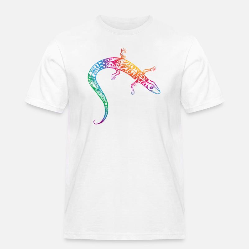 Bunte Eidechse - Männer Workwear T-Shirt - Weiß