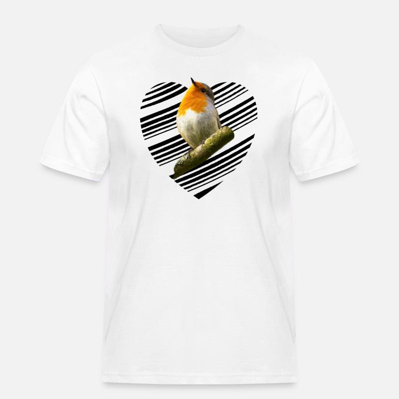 Rotkehlchen robin Erithacus rubecula - Männer Workwear T-Shirt - Weiß