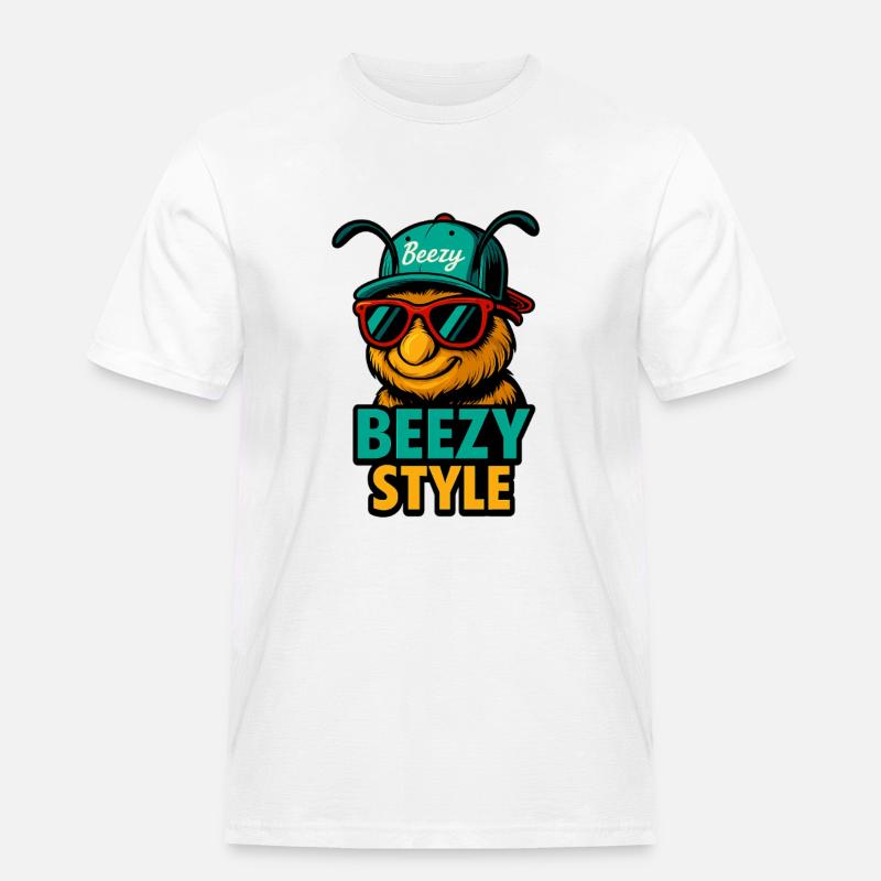 Beezy Style Biene Cap - Männer Workwear T-Shirt - Weiß