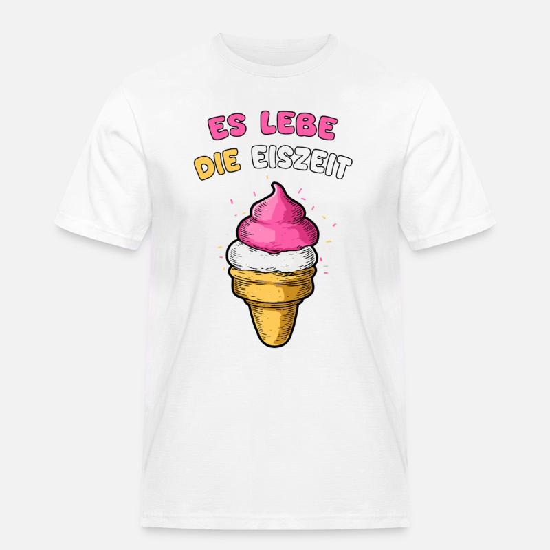 Es lebe die Eiszeit mit Eiscreme - Männer Workwear T-Shirt - Weiß